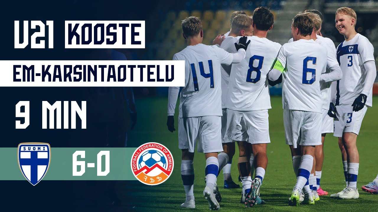 U21 Highlights (9 min.): Suomi–Armenia 6–0 | UEFA U21 EURO 2025 -karsinnat | 21.11.2023