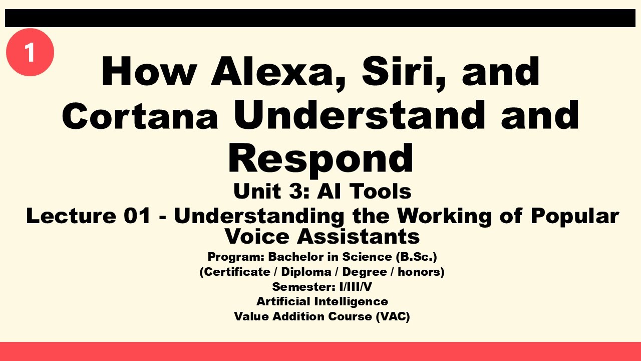 CSVTU VAC Advanced AI Tools Unit 3 Lecture 1: Working of Popular Voice Assistants