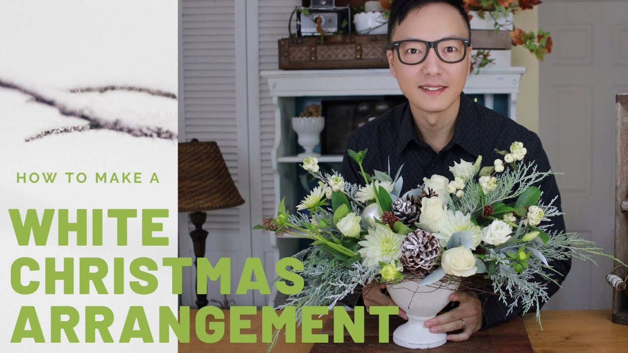 HOW TO MAKE A WHITE CHRISTMAS FLORAL ARRANGEMENT /MIRACLE DESIGN TIME