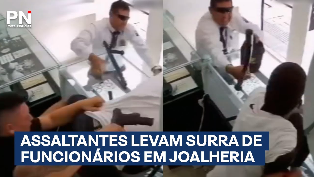 Assaltantes invadem joalheria mas são surpreendidos por vigilante e funcionários