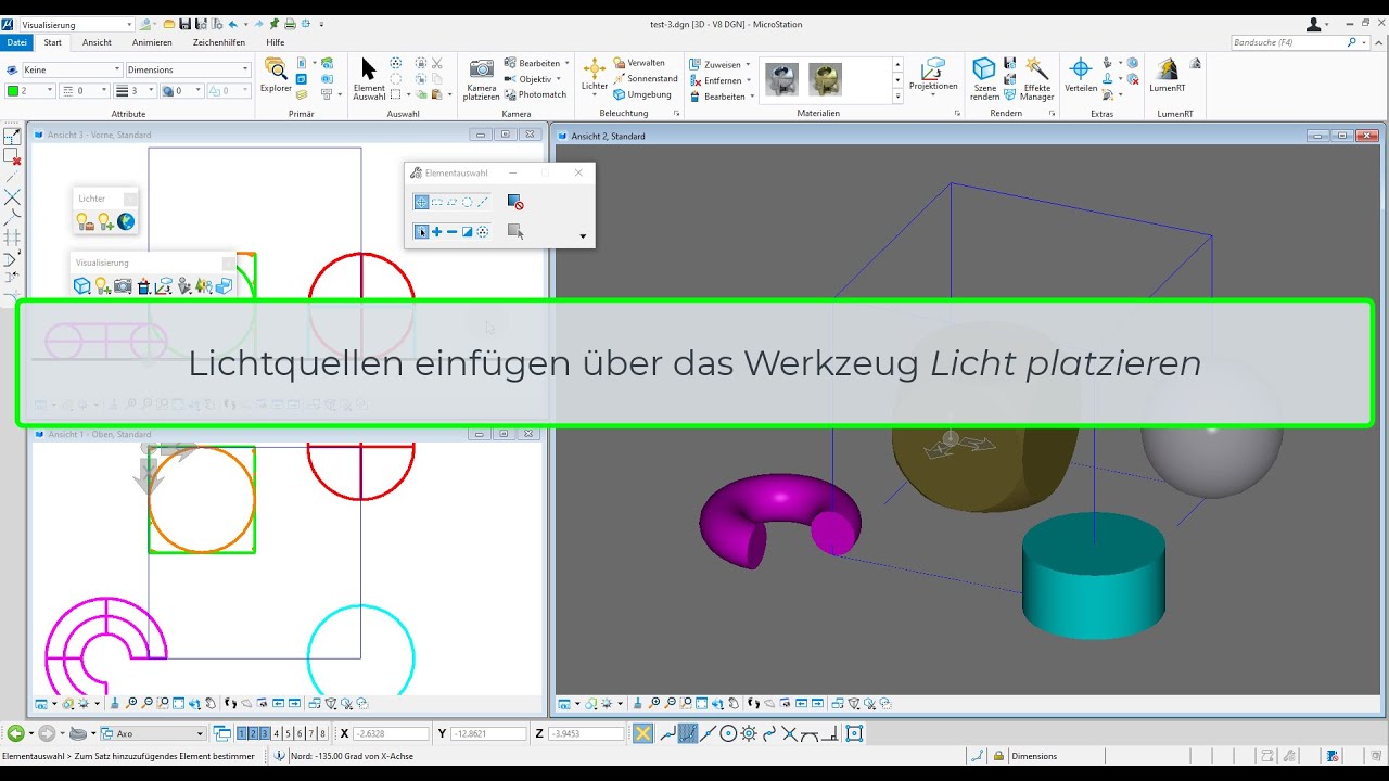 Licht platzieren, Lichtquellen einfügen (MicroStation CONNECT)