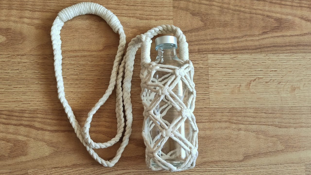 Makrome su şişesi/matara taşıma çantası yapımı/macrame water bottle bag/makrome su şişesi filesi/dıy