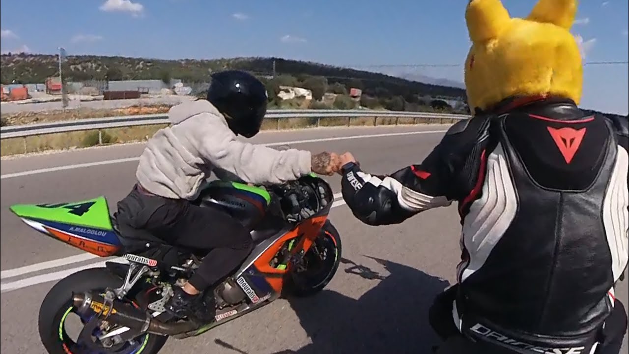 BMW s1000XR vs Kawasaki 636 track bike at Vilia TT Laguna Seca Attiki