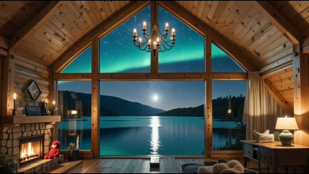 Aurora Borealis Smooth Jazz Fireplace Vibes
