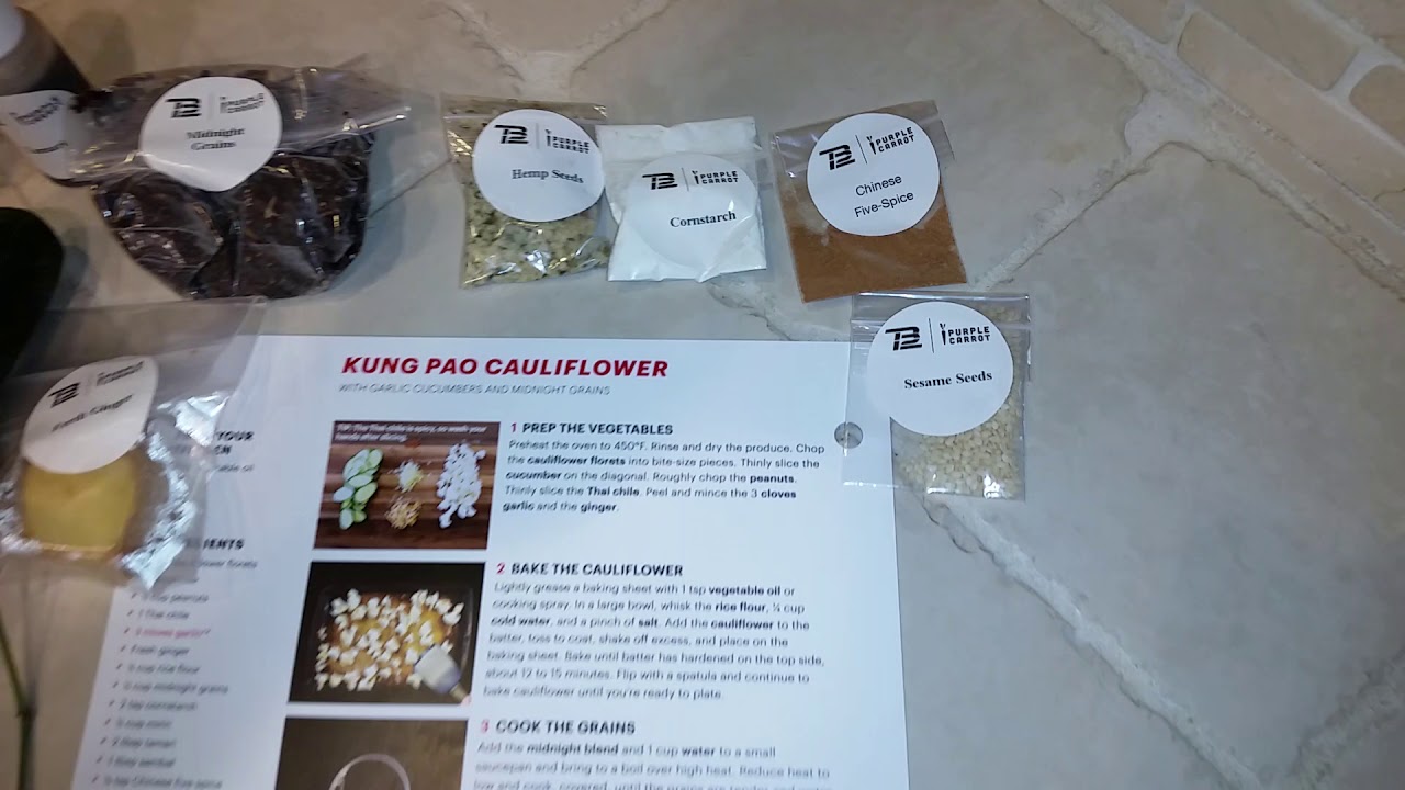 Purple Carrot Meal Delivery - Kung Pao Roasted Cauliflower & Black Rice Ingredients