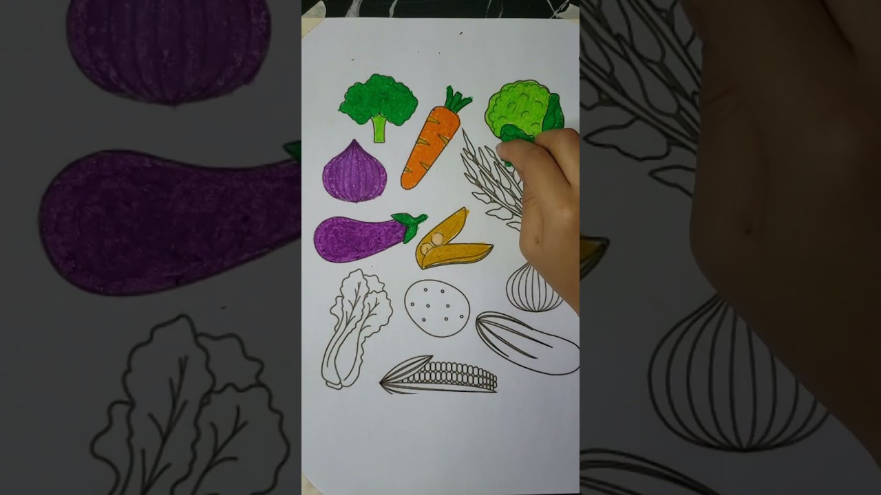 let's color the vegetables#coloring #shortvideo #crayons #shorts #vegetables
