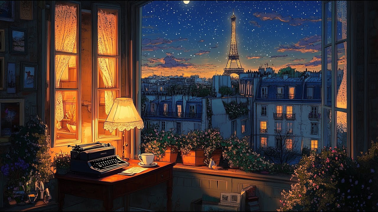 A Cozy Evening in Paris 1940s Classic Oldies Playing from Another Room Drifting Through the Window