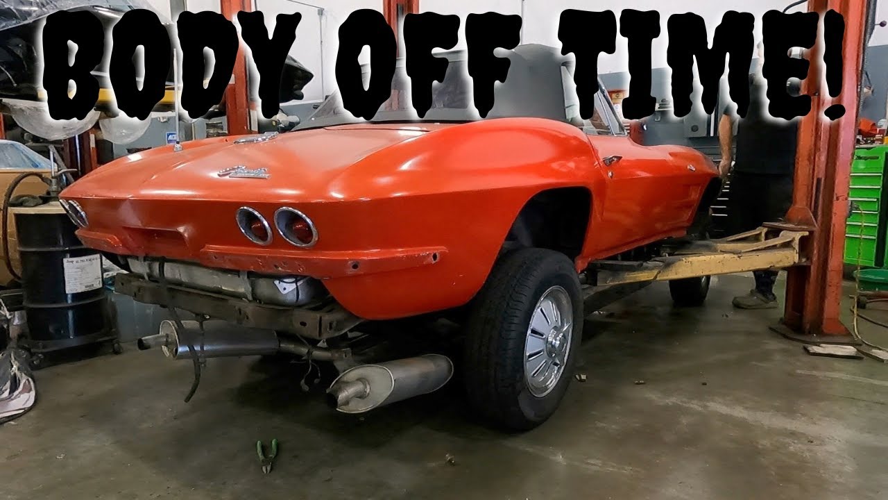 Time To Take The Body Off This 64 Corvette! Classic Car Restoration Shop