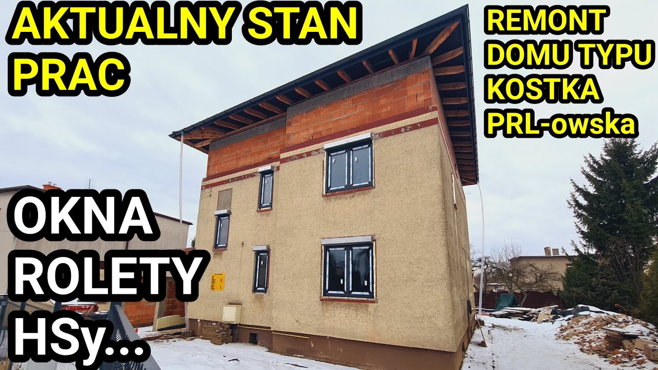 Nowe okna VEKA z roletami i 2x HST zamontowane - stan prac remontowych na dziś, remont domu kostka
