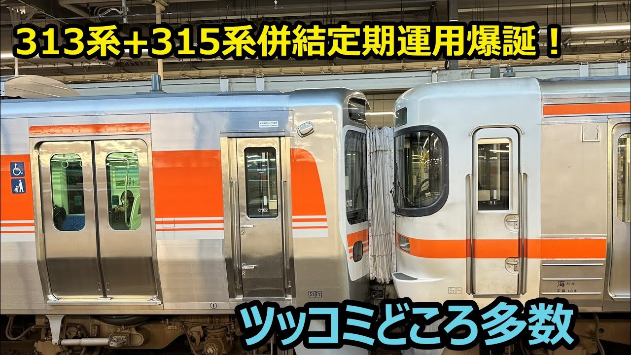313系と315系が併結するとこうなります。