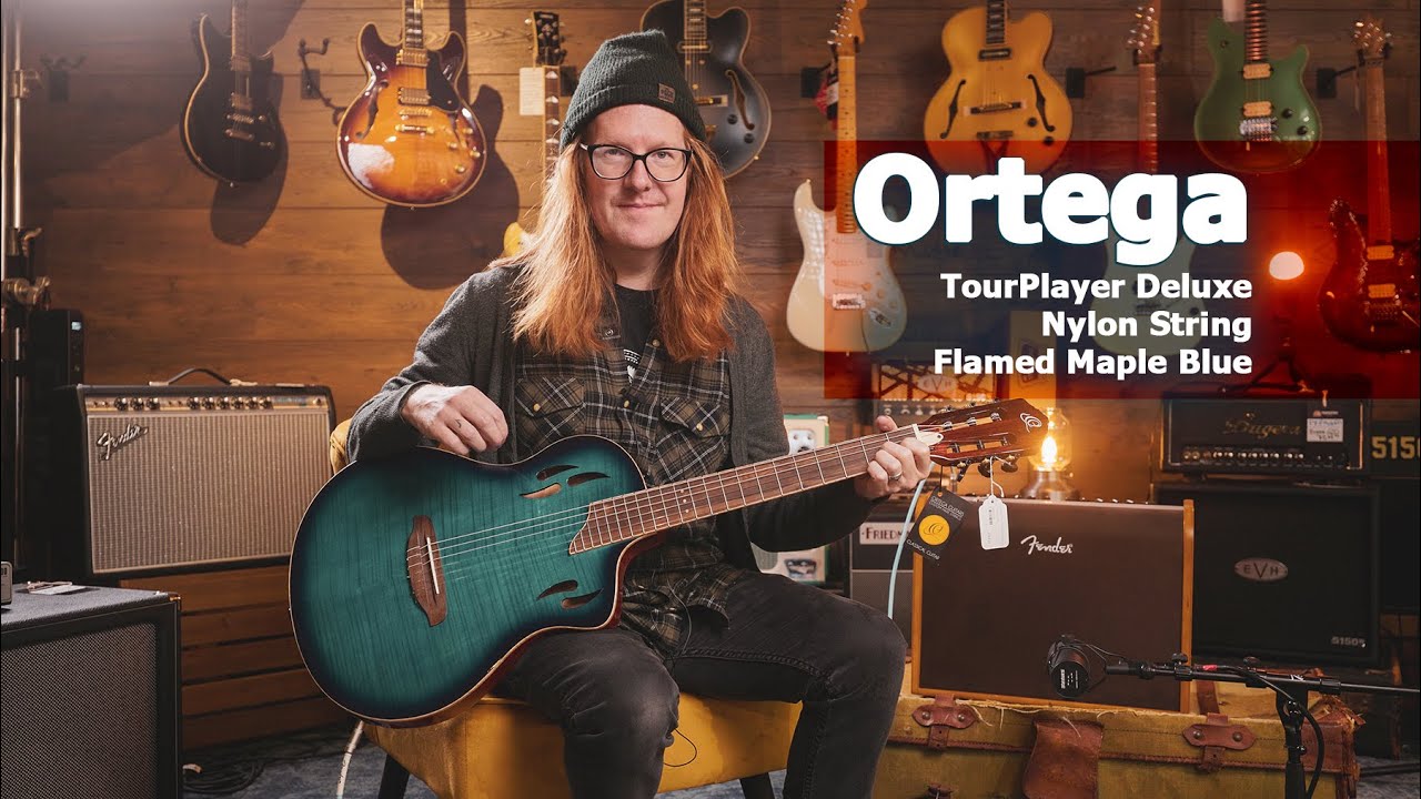 Ortega TourPlayer Deluxe Nylon String Guitar Flamed Maple Blue