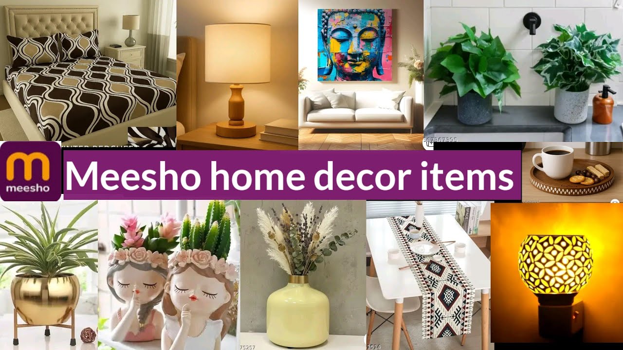 Meesho Home Decor Haul । Meesho Buddha Painting,Ranar,lamp,Light,Artificial  Flowers, Plant,Vase,