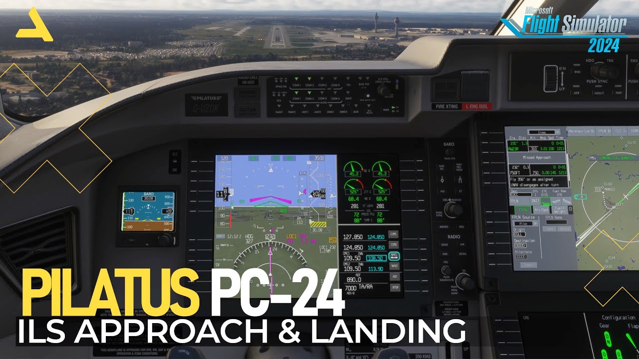Учебное пособие по заходу на посадку и посадке по системе ILS для самолёта Pilatus PC-24 в MSFS 2...