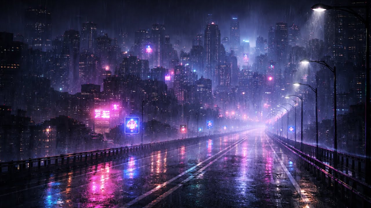 Cyberpunk Ambience | Neon Rain | Background music