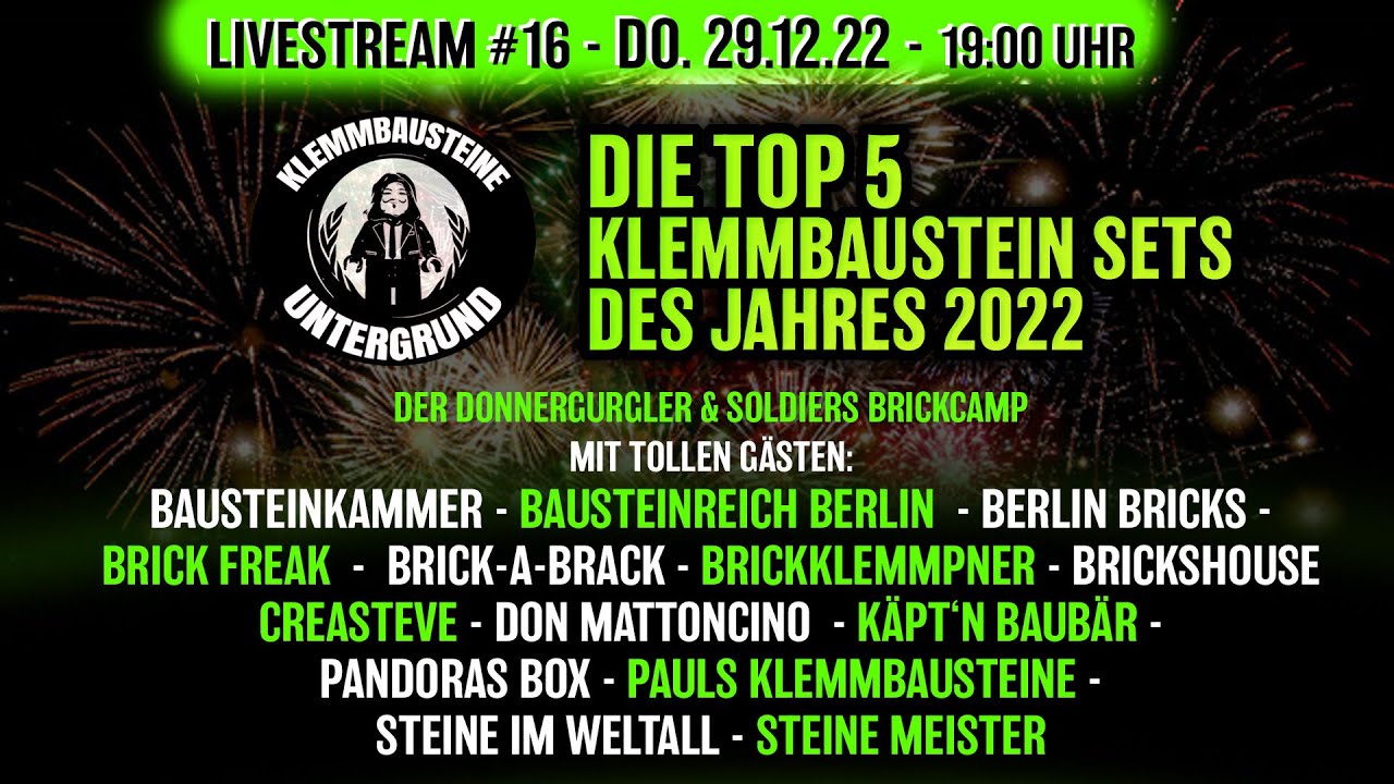 Live: Der Klemmbausteine Untergrund #16 - Top 5 Klemmbaustein Sets des Jahres 2022