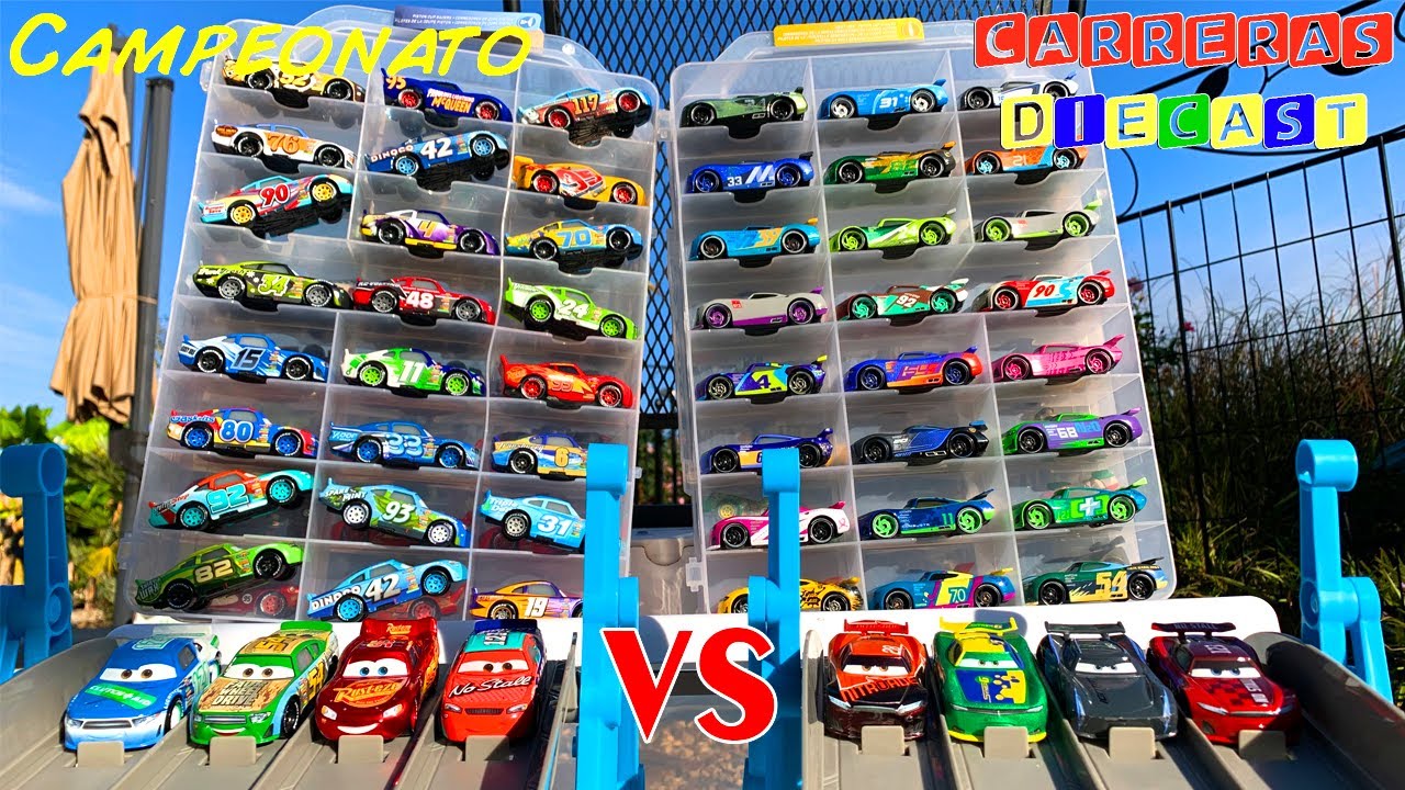 64 DISNEY CARS CAMPEONATO VETERANOS VS NEXT GEN RACERS Carros de Carrera - Pista Rampa de Coches