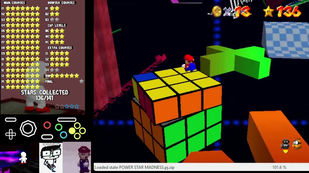 SM64 Power Star Madness - Math Plot Cluster (savestaless)