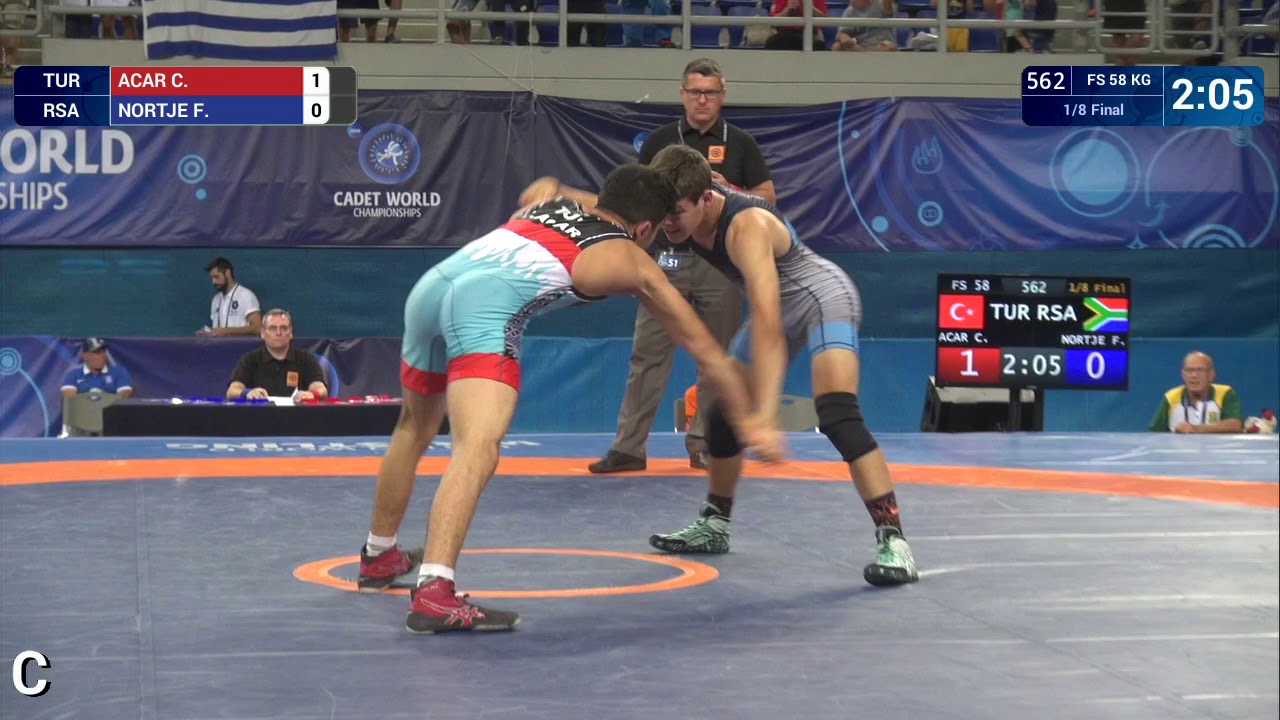 1/8 FS - 58 kg: C. ACAR (TUR) df. F. NORTJE (RSA) by VFA, 11-0