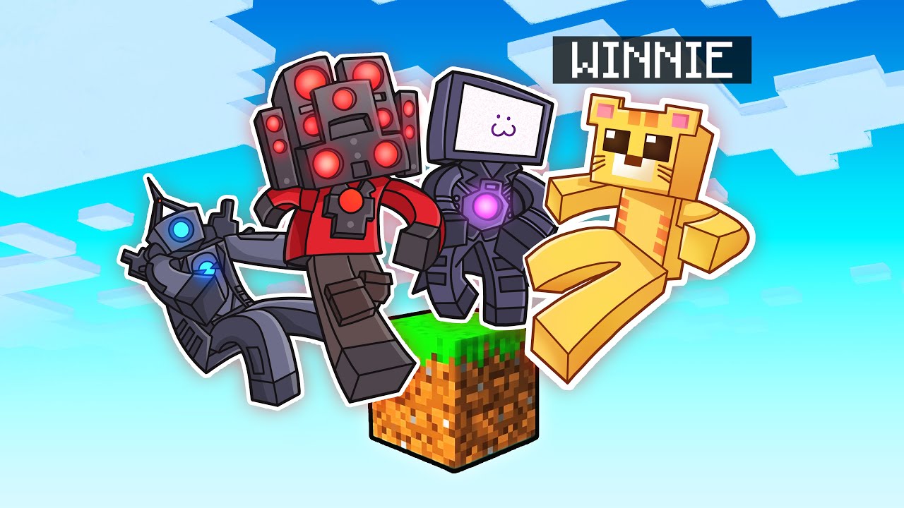 SOBREVIVI en 1 BLOQUE con LOS TITANES de SKIBIDI TOILET!! 🚽🙀| La Caja De Winnie