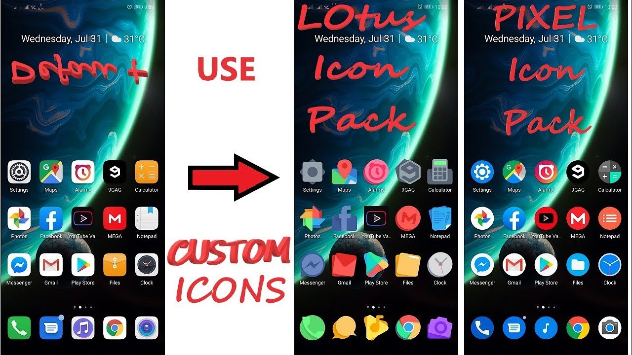 Custom Icon packs(Play Store) on Huawei/Honor(EMUI) Launchers.EMUI 5.x/8.x/9.x