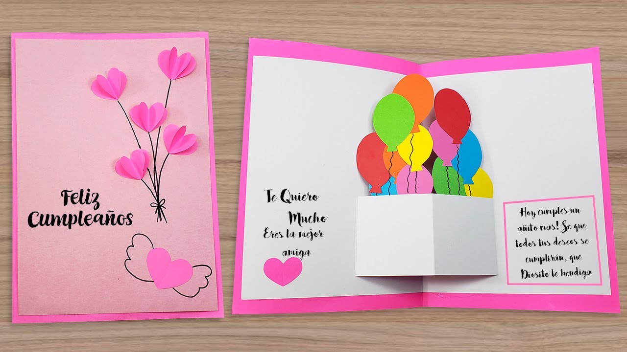 🎈Linda tarjeta de cumpleaños hecha a mano🎈Beautiful Handmade Birthday card🌺