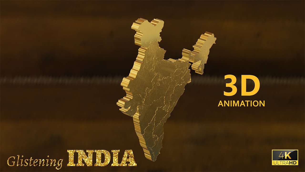 INDIA mainland 3D Gold map animation in 4K