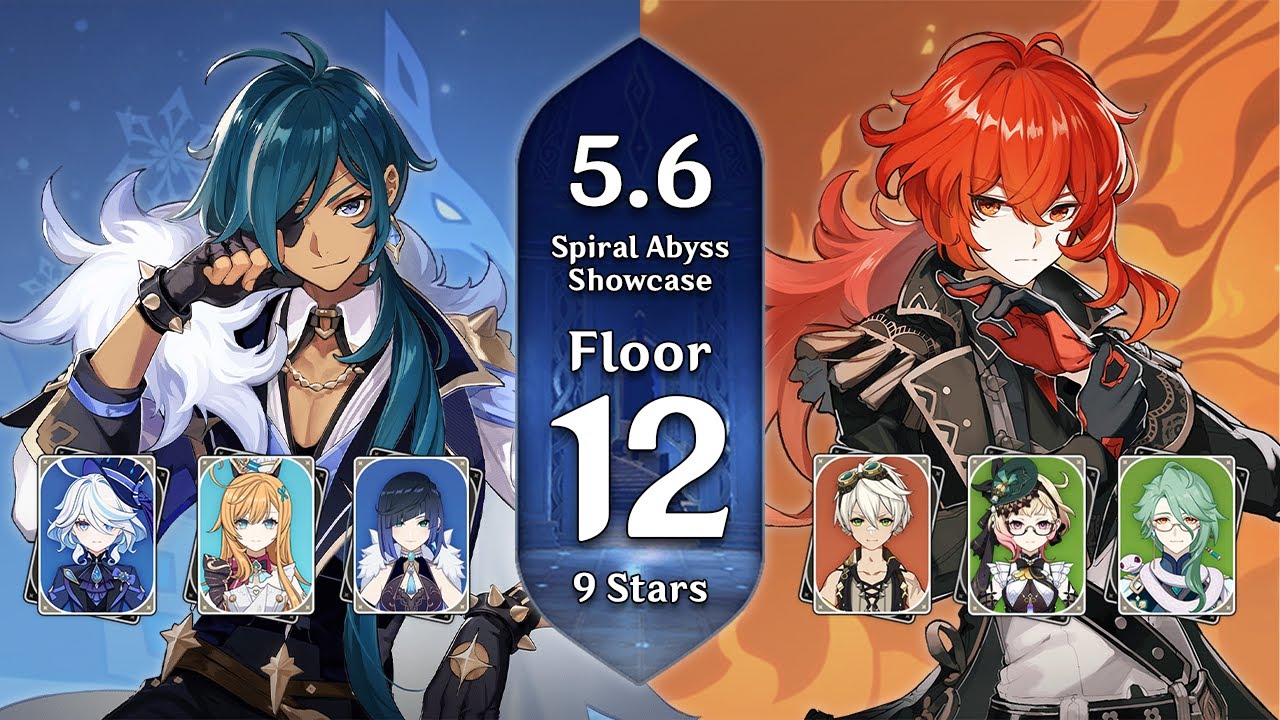 Kaeya Freeze & Diluc Burning - 5.6 Spiral Abyss - Floor 12 (9 Stars) Showcase