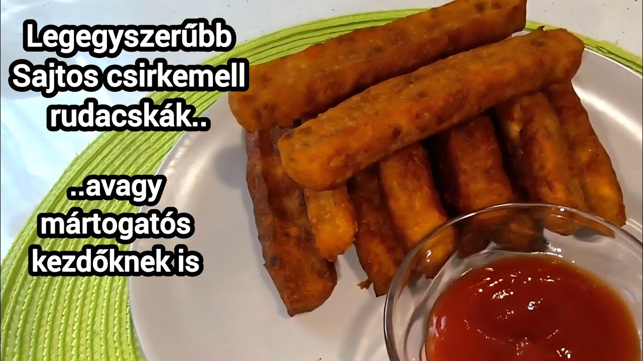 Sajtos csirkemell rudacskák, mártogatós. Kezdőknek is.