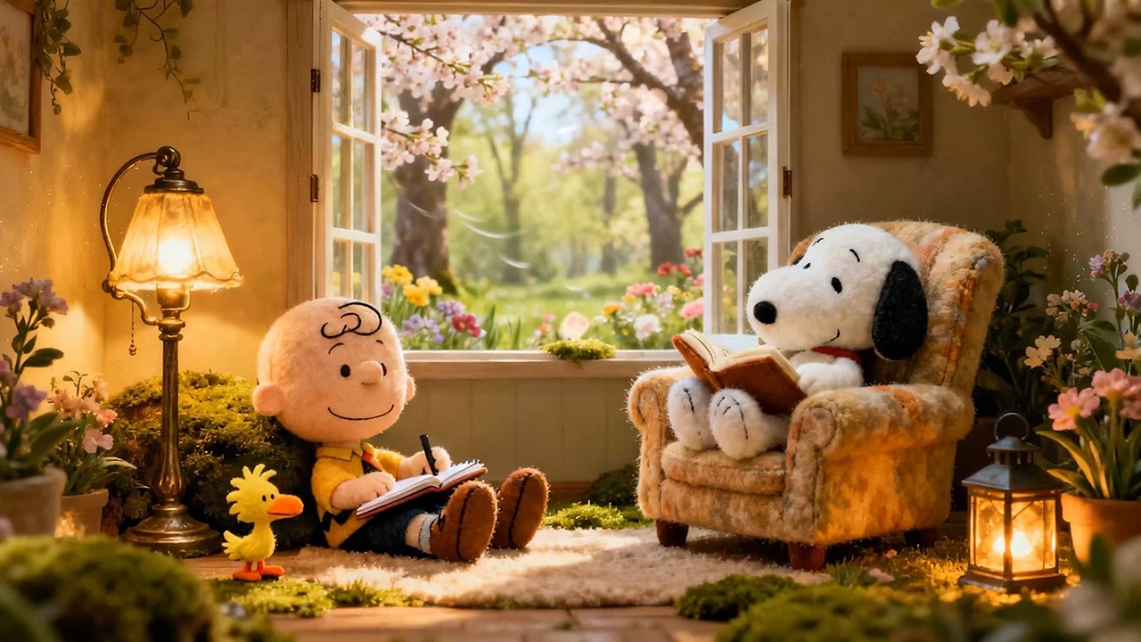 Refreshing Spring Lofi with Snoopy 🌸 | Cozy Jazz for Study, Calm Comfort & Sunny Vibes