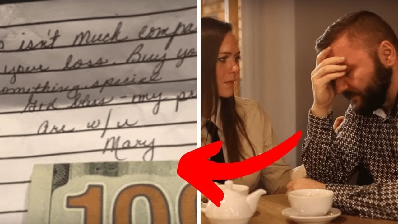Waitress Slips Note To Couple On Their Way Out Door, They Unfold It And Their Eyes Go Wide.