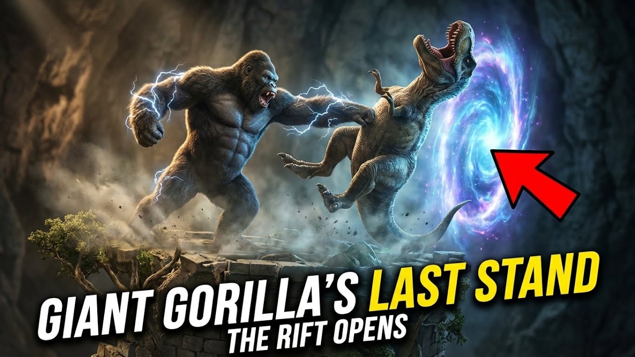 Lost in Time Gorilla Faces Prehistoric Predator in Jungle!