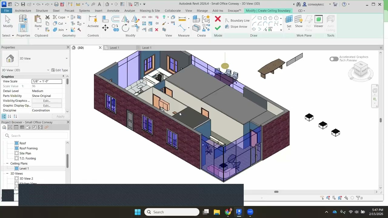 Revit - Добавление потолков и освещения 2026