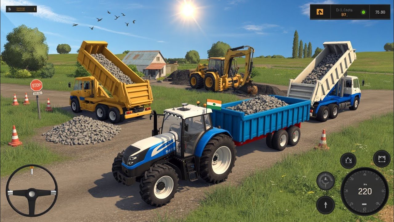 🔴Drive JCB and Uploading 🪨🏗Stone From Dumper🌋Truck in Game#truck #jcb#tractor#dumper#games #01