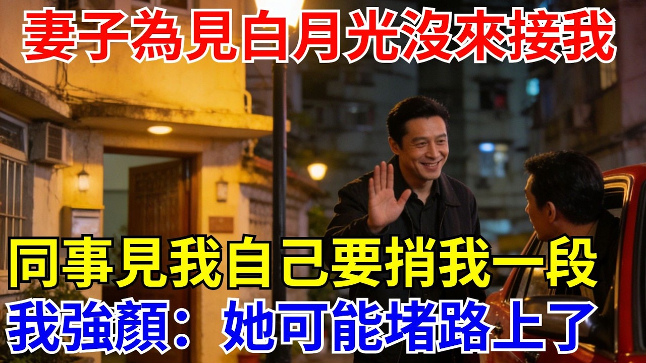 妻子爲了見回國的白月光遲遲沒來接我，同事見我自己要捎我壹段，我強顏歡笑：不用，她可能堵路上了【風港故事】#男頻小說#都市#故事#小說#爽文#職場