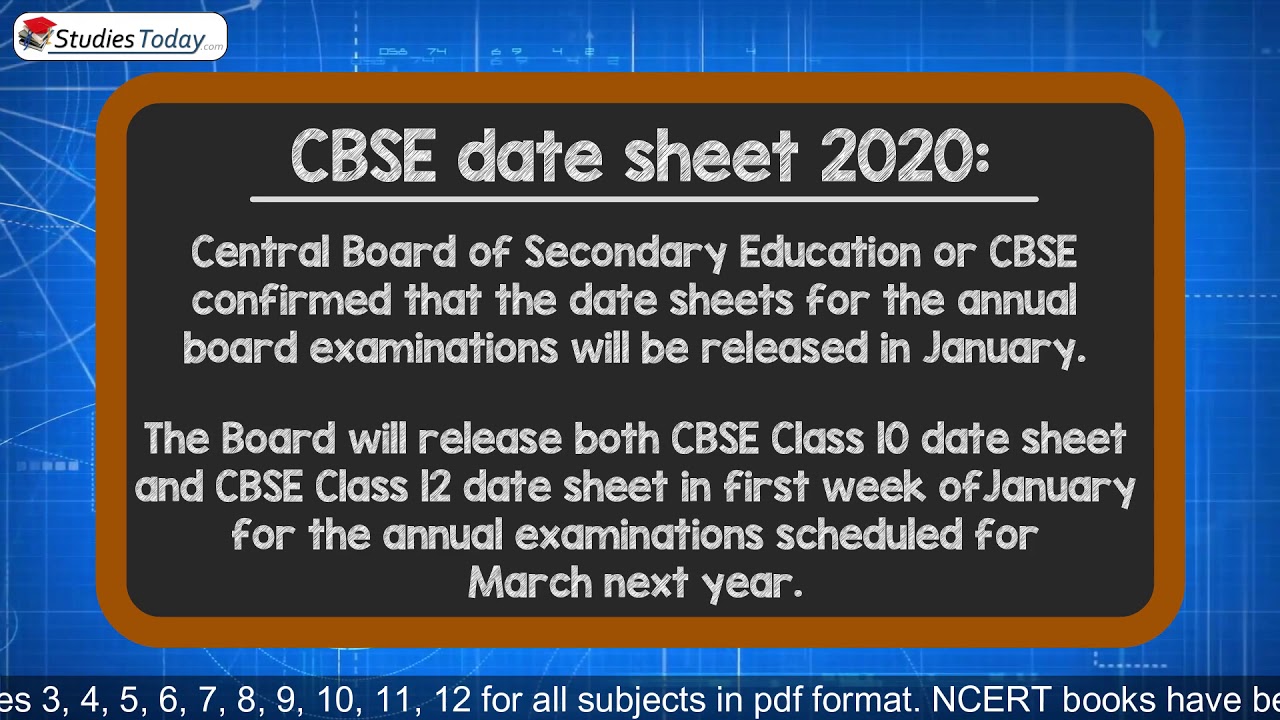Datesheet for Board Exams in 2020