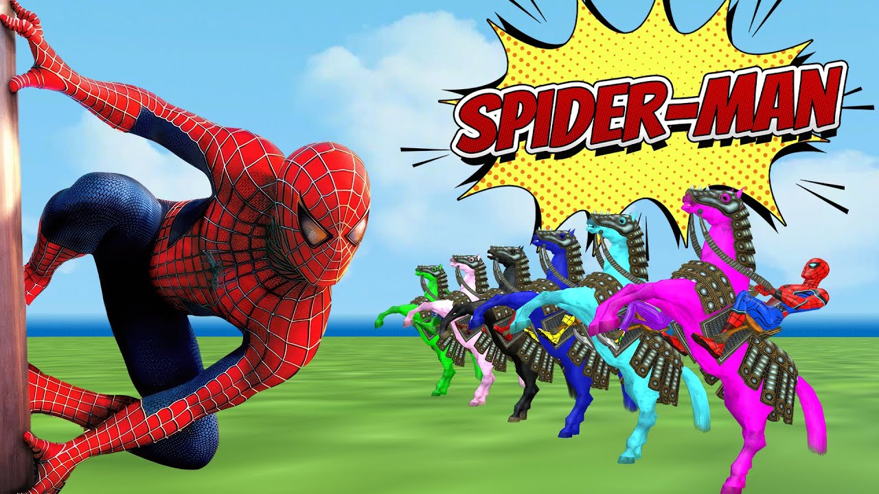 Spider-Man horse racing overcomes exciting challenges vs hulk vs iron man | Game GTA 5 superheroes