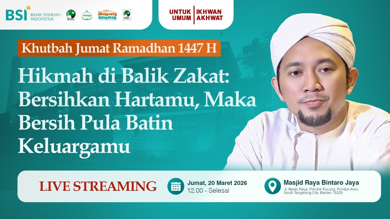 🔴[LIVE] Ustadz Ridho Abdul Fattah | Hikmah Zakat: Bersihkan Harta Bersih Pula Batin Keluargamu