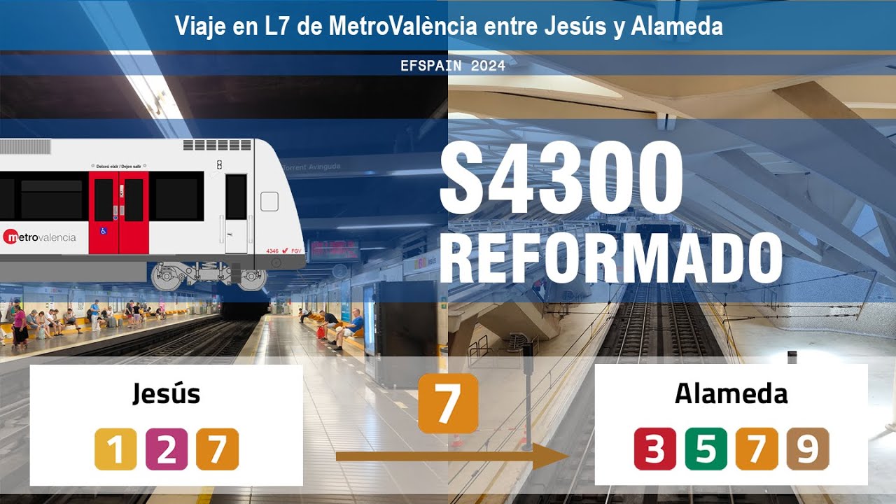 Viaje en L7 - Serie 4300 Reformado FGV desde Jesús hasta Alameda @ MetroValència, Valencia