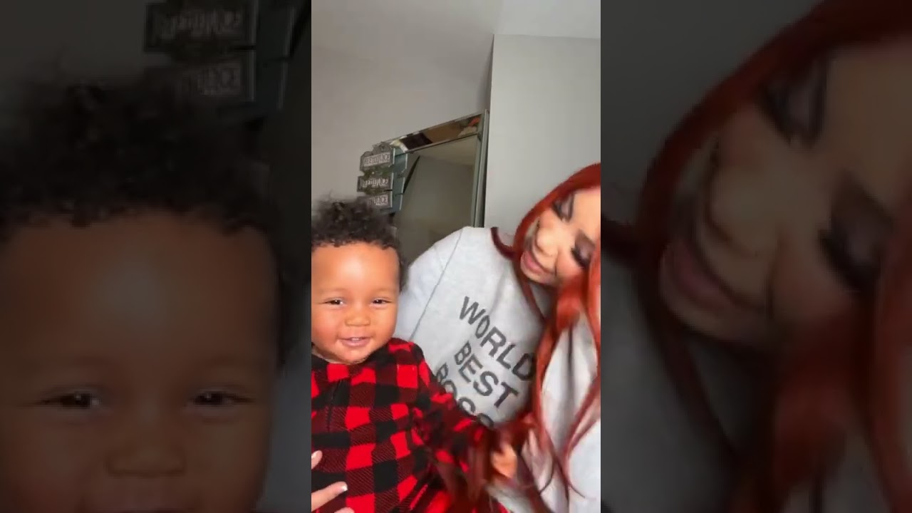 Brittany Renner son trying to pull mommys hair 😍💖