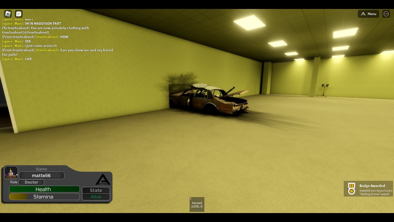 Maddison's path on ROBLOX The Backrooms KV31 K Pixels