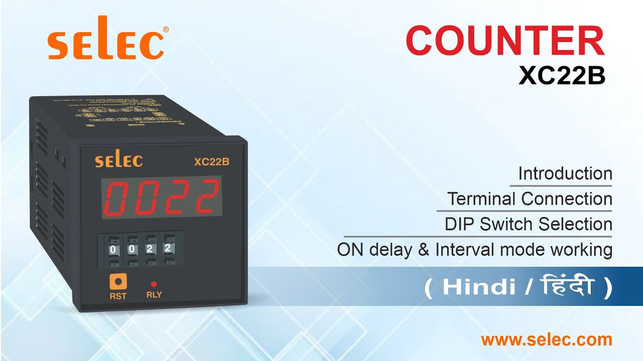 Selec Preset Counter XC22B V2: Terminal Connections l DIP switch setting I On Delay & Interval mode