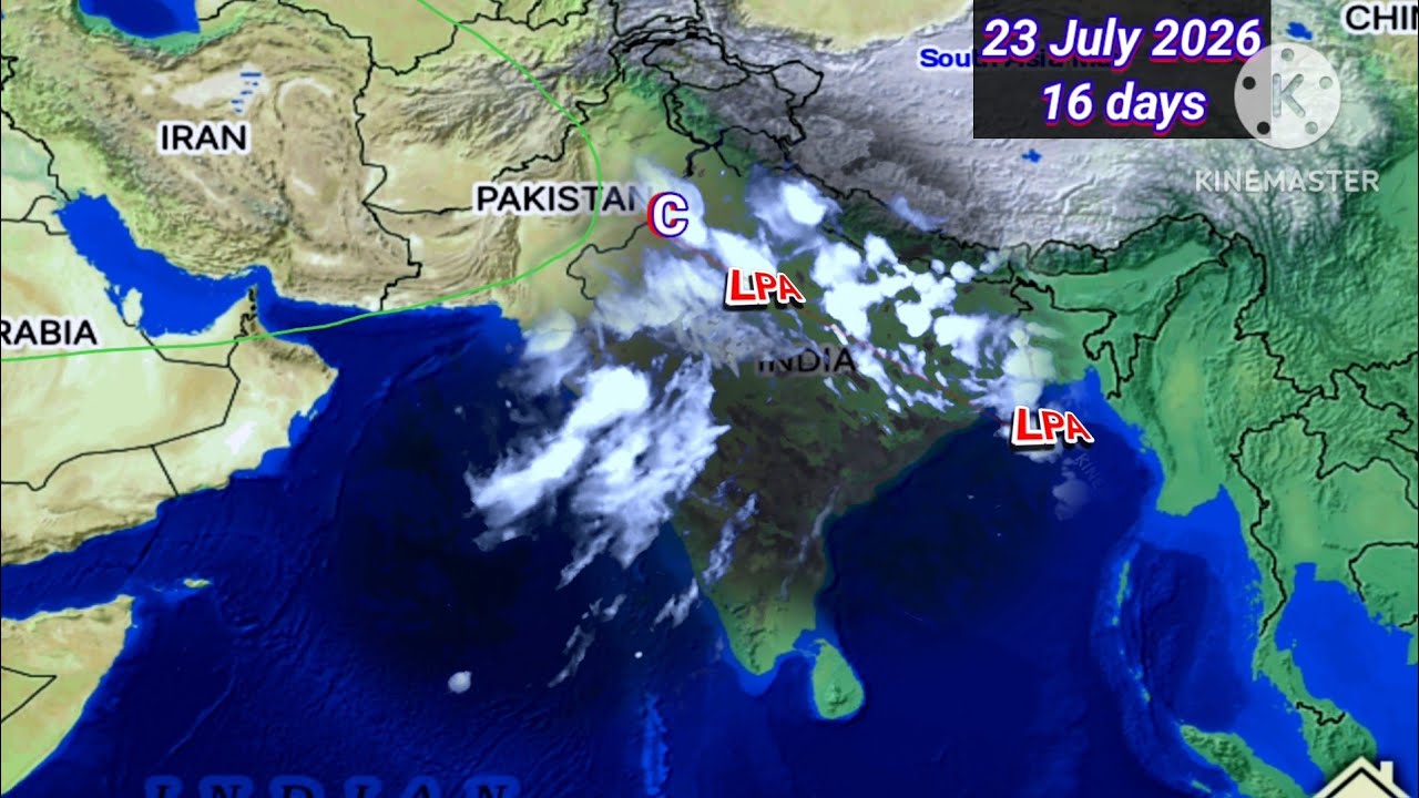 Next 30 Days Weather System Map South Asia/8 July 2026 Well Marked LPA North MP.