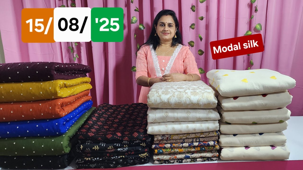 Modal silk 🌹Chanderi banarasi 🌹Mul cotton butti 🌹Kora cotton hearts 🌹Kalamkari 