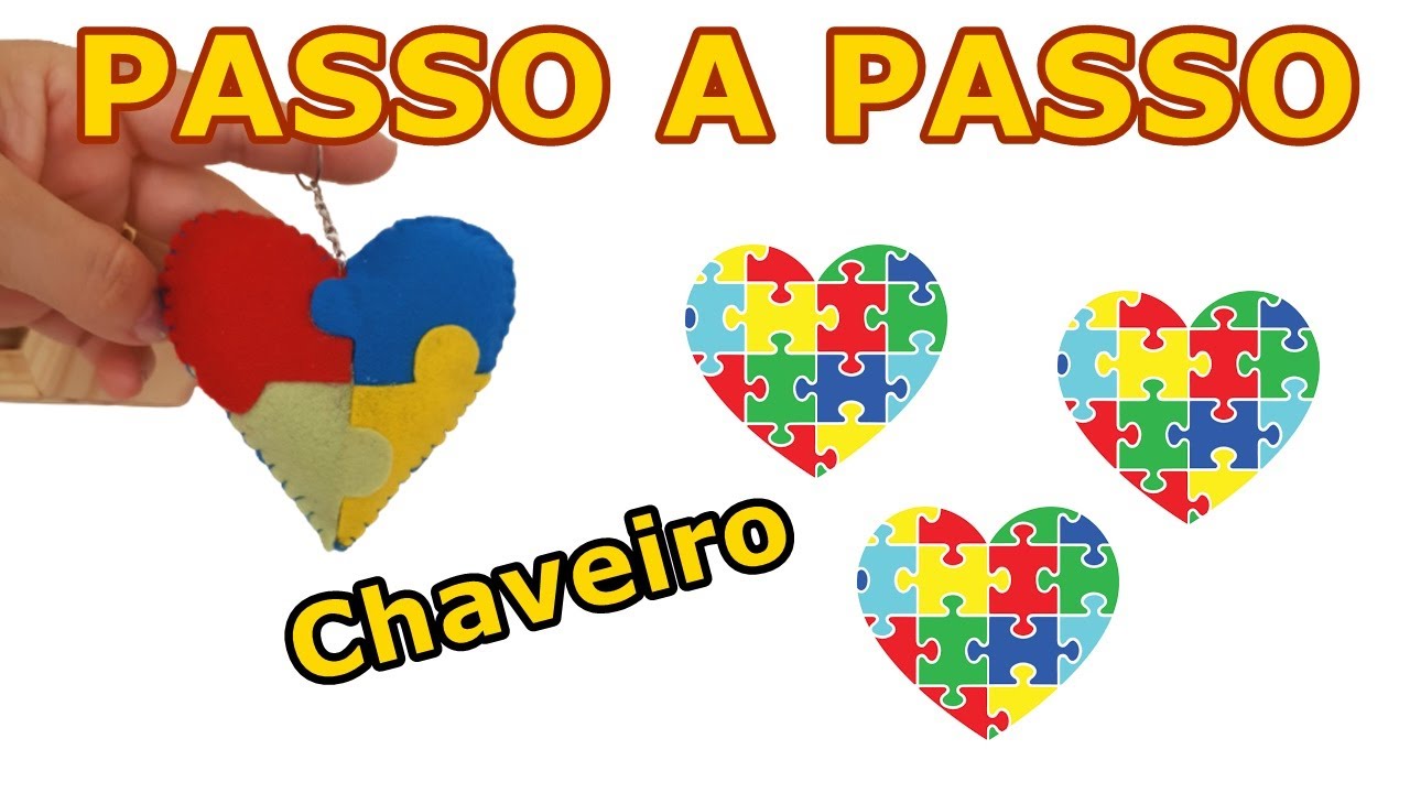Passo a Passo Coração símbolo do Autismo feito a mão em feltro, Diy Idéia maravilhosa de Fácil