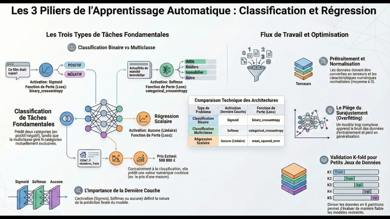 la classification binaire, la classification multiclasse et la régression scalaire.