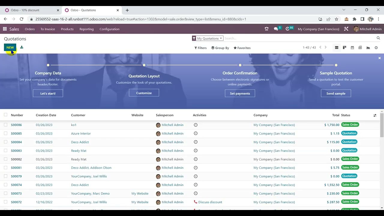 Sales module | Odoo V.16 | Apply discount on order by coupon