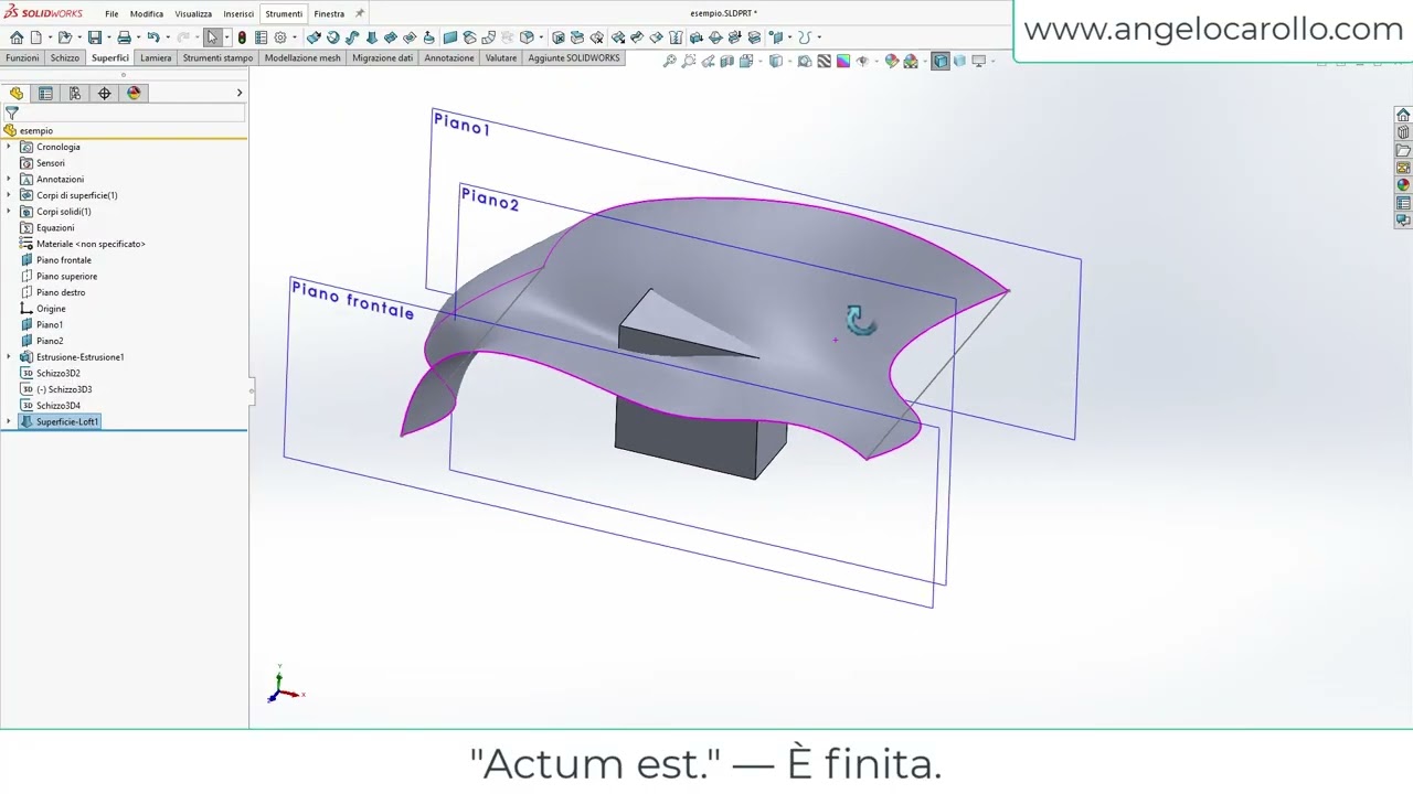 SolidWorks : qualche comando sull'uso delle superfici .