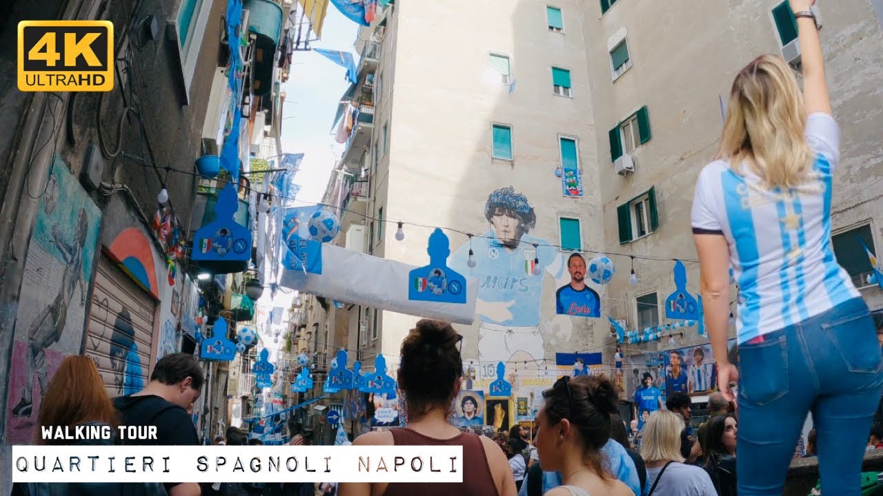 NAPOLI, Italy Walking tour - Il Murales di Maradona ai Quartieri Spagnoli Napoli | 4K UHD