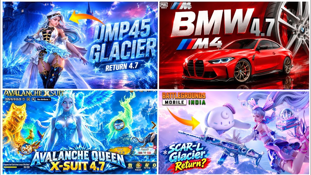 🔴 UMP45 GLACIER RETURN 4.7 | BMW x PUBG MOBILE COLLAB 4.7 UPDATE | NEXT SPEED DRIFT 4.7  | NEW X-SUT