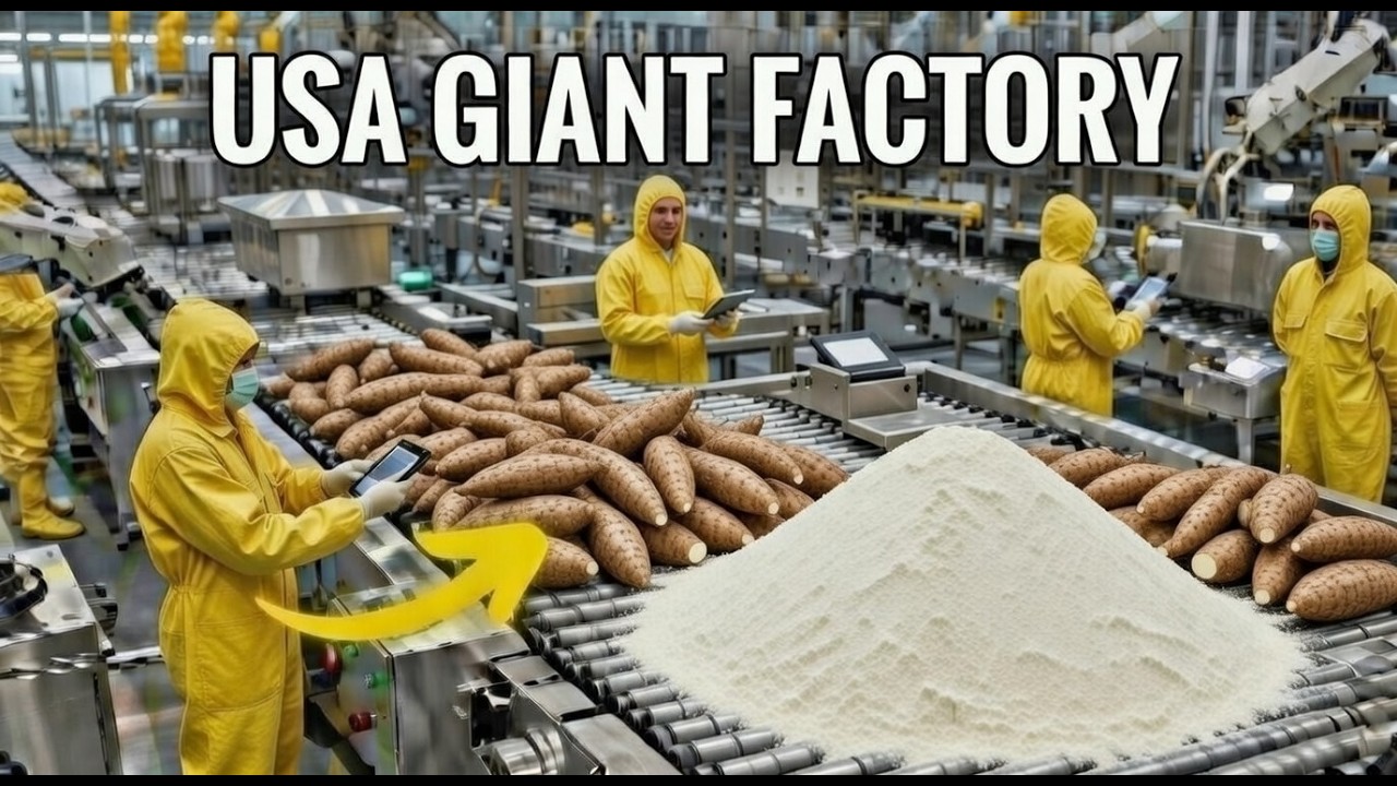 Inside the Factory: United States Giant Cassava Flour Process (Full Process)| EcoMotion Factory